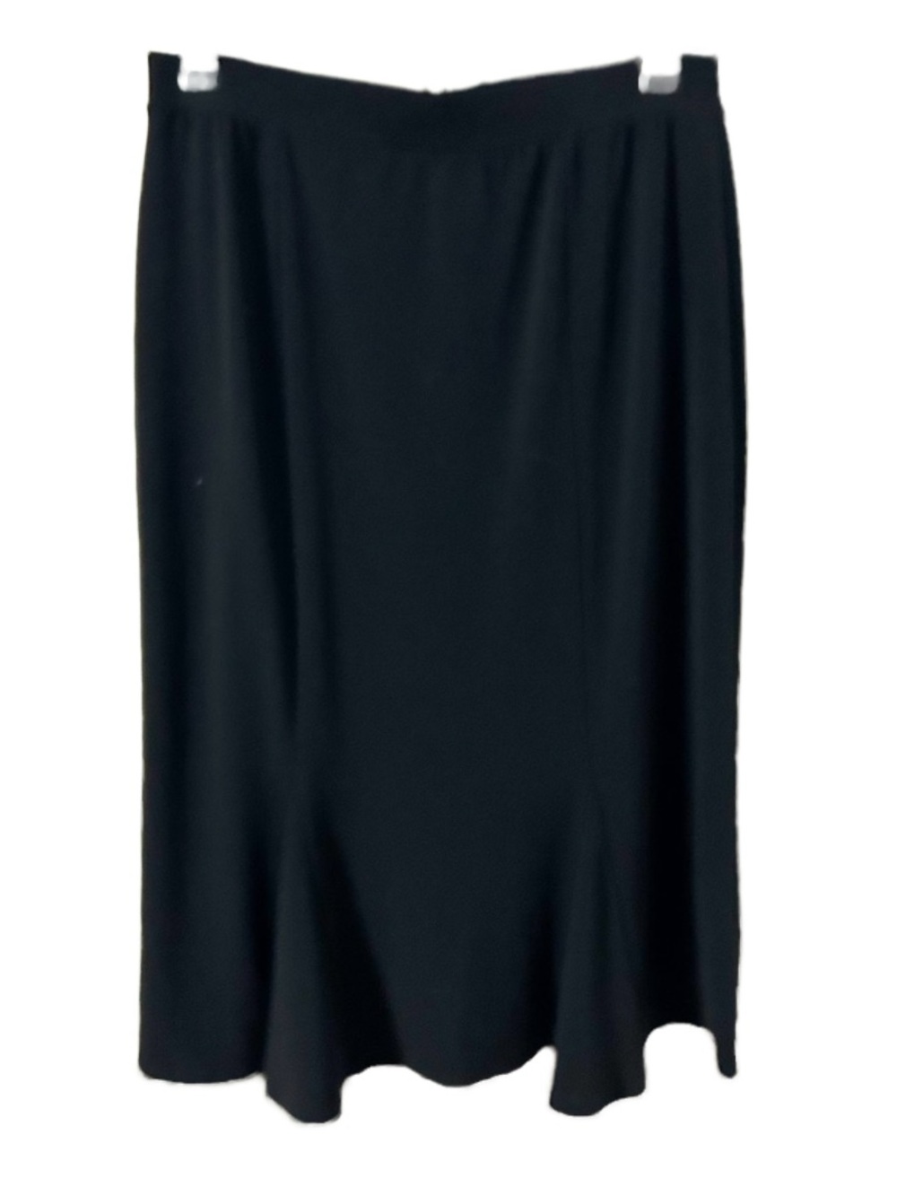 Laura Scott Black Pull-On Elastic Waist Midi Skirt Flared Hem Size Small